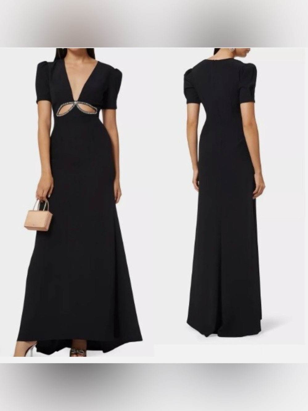 NWT Mac Duggal Black
Rhinestone Cutout Puff Sleeve
Maxi Gown Size 2
